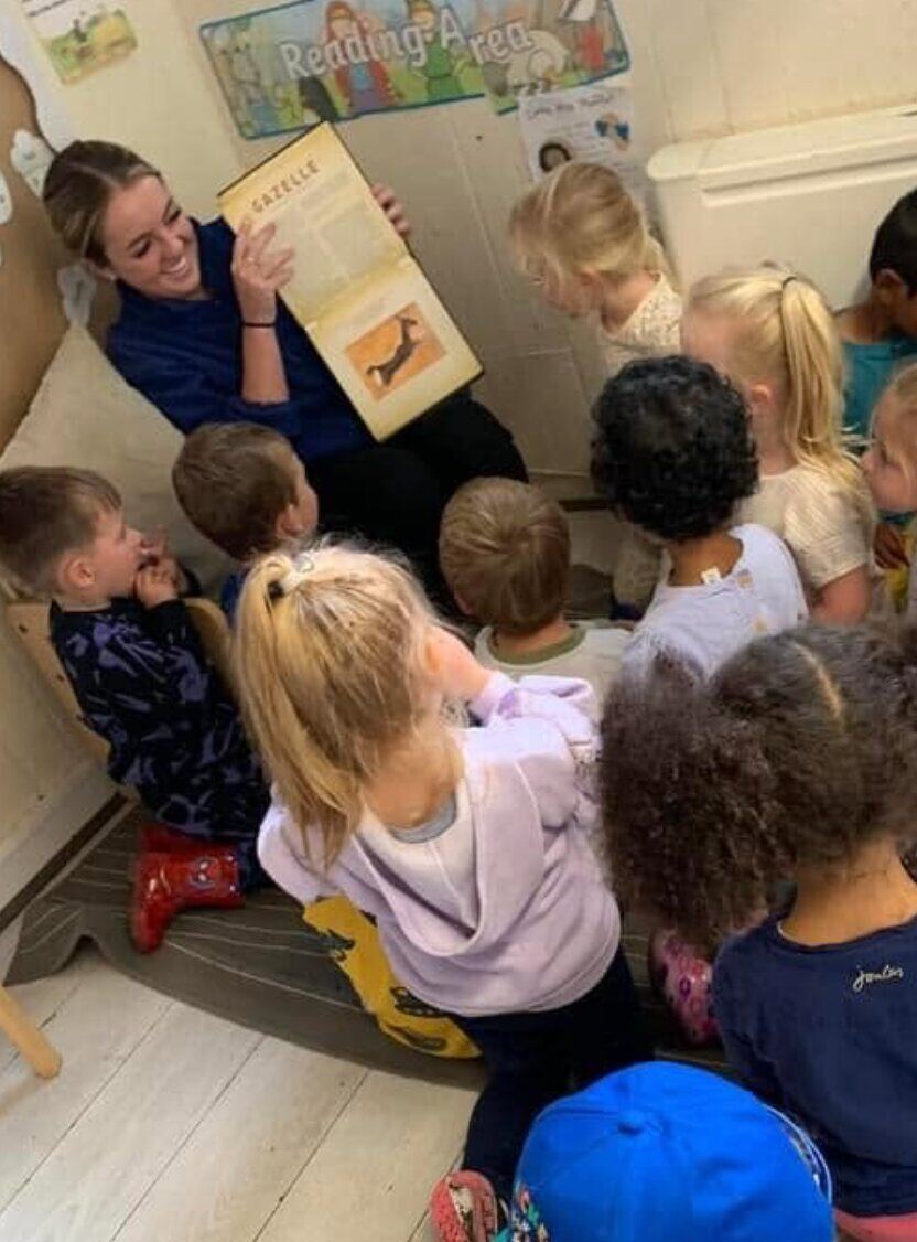 Children learning about different farm animals together