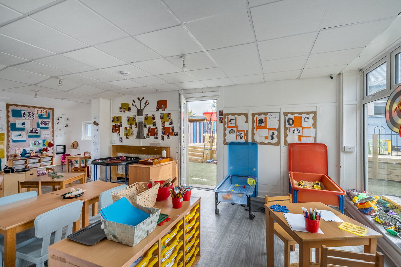 Bright learning areas in the Explorers room
